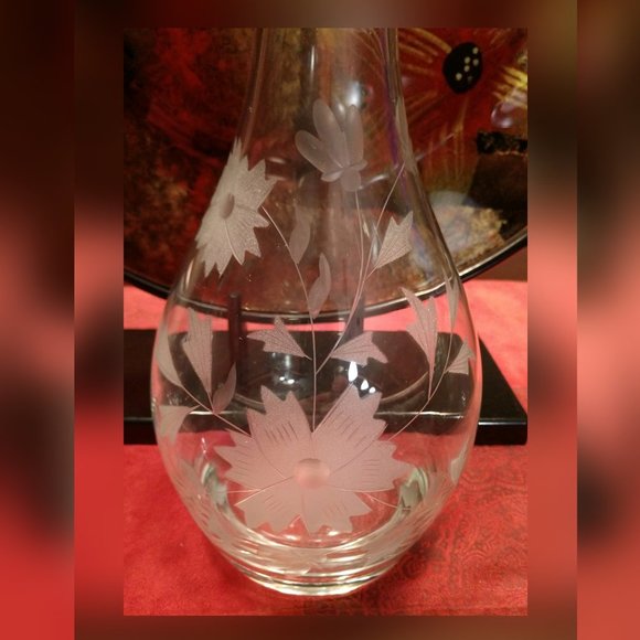 NWT-Toscany Crystal Hand Blown Etched Wine Glass & Carafe Set-Made in Romania - Picture 4 of 8